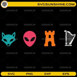 San Antonio Basketball SVG with fox alien castle and harper icon design