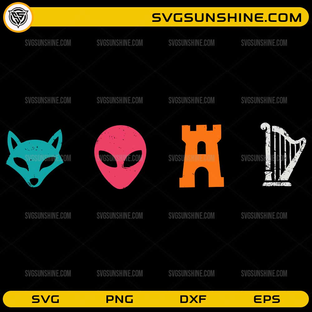 San Antonio Basketball SVG with fox alien castle and harper icon design