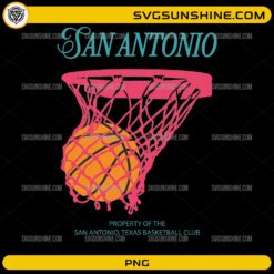 San Antonio basketball PNG with retro pink hoop design