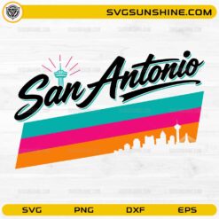 San Antonio Retro Skyline SVG vintage city pride design with colorful retro stripes and skyline silhouette