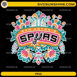 San Antonio Spurs floral PNG design with colorful flowers and basketball team style