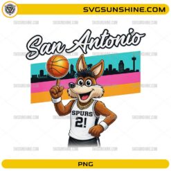 San Antonio Spurs mascot PNG with retro basketball design