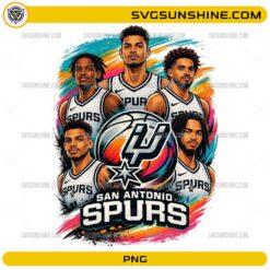 San Antonio Spurs team players colorful basketball PNG design