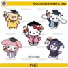 Sanrio Graduation Bundle PNG featuring Hello Kitty and friends in graduation outfits