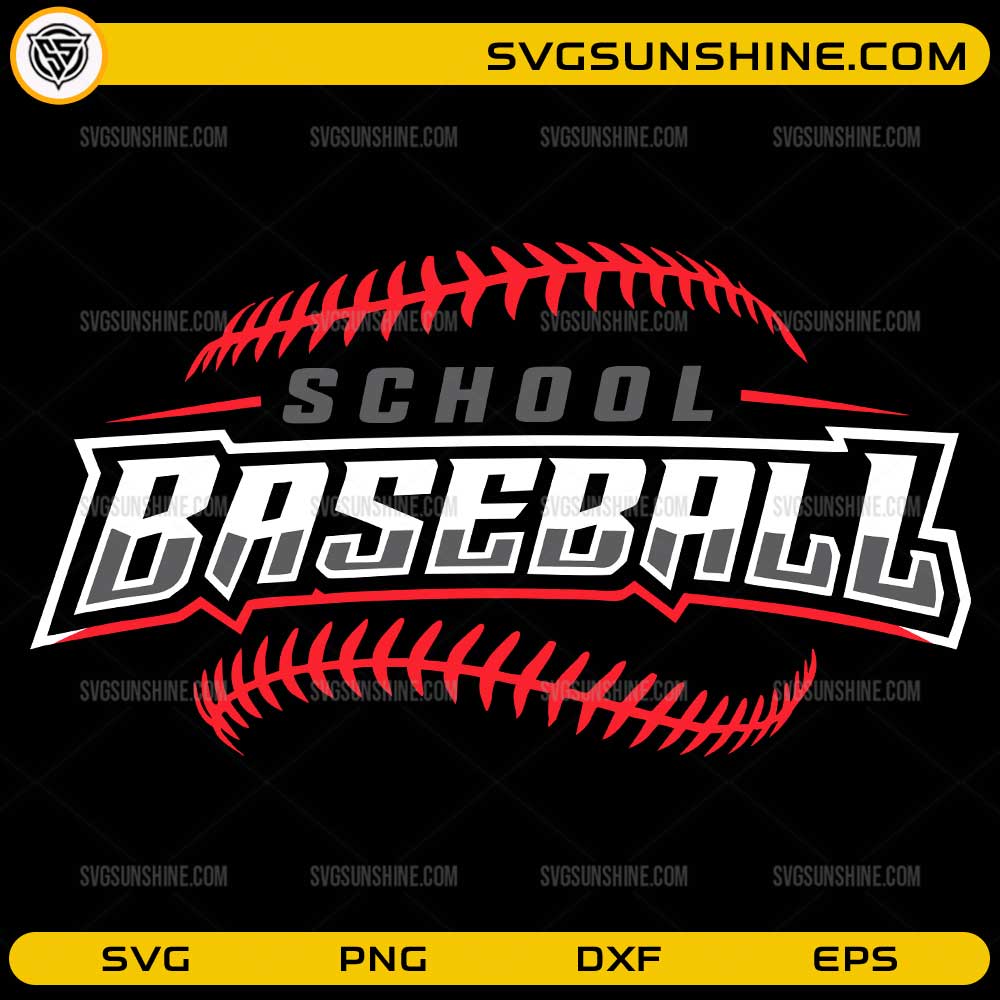 School Baseball SVG sports design with baseball stitching graphic