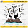 Funny seagull mom SVG with birds shouting mom mom mom meme design