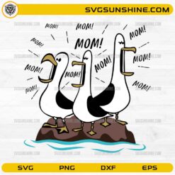 Funny seagull mom SVG with birds shouting mom mom mom meme design