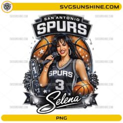 Selena inspired San Antonio Spurs PNG design with singer and basketball