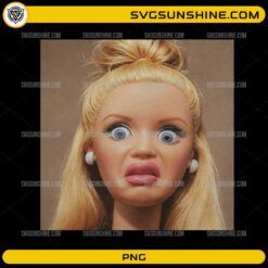 Shocked doll PNG with exaggerated funny facial expression