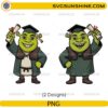 Cute Shrek graduation PNG bundle holding diploma with graduation cap