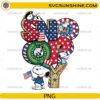 Snoopy 250 Years Of America patriotic PNG design for 4th of July crafts