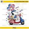 Snoopy USA 250 PNG with patriotic scooter and American flag decorations