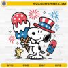 Snoopy USA Independence Day SVG with patriotic ice cream and fireworks design