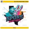 Spurs Nation glitter PNG with basketball and Texas shape design