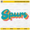 Retro style Spurs SVG design with colorful layered typography