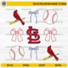 St. Louis baseball bow SVG design with baseballs and cardinal graphics
