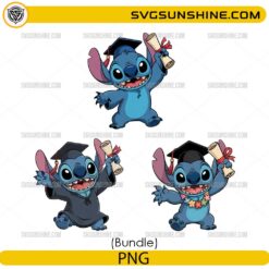 Cute Stitch Graduation Bundle PNG with graduation cap and diploma