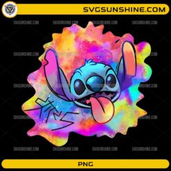 Stitch tie dye PNG cute cartoon alien colorful splash design