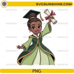 Cute Tiana graduation PNG holding diploma with graduation cap