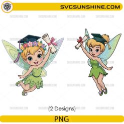Tinker Bell Graduation PNG Bundle, Cute Fairy Graduate PNG, Tinkerbell PNG for Sublimation