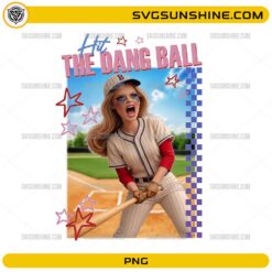 softball girl swinging bat hit the dang ball trendy design with stars