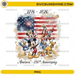 USA 250th Anniversary Disney Mickey PNG America 1776 2026 patriotic digital design