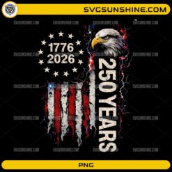 Patriotic USA 250 years eagle and American flag PNG design