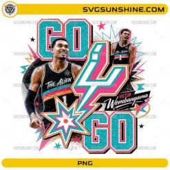 Victor Wembanyama basketball PNG design with San Antonio Spurs style artwork