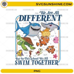We are all different but we swim together PNG ocean animals school design