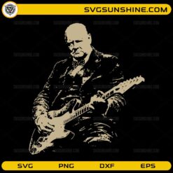 Winston Churchill Playing Electric Guitar SVG design for Cricut