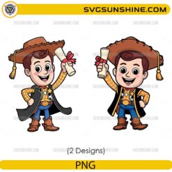 Cute Woody Graduation PNG Bundle with cowboy graduation outfit and diploma