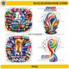 World Cup 2026 PNG bundle with soccer trophy and international flags