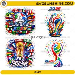 World Cup 2026 PNG bundle with soccer trophy and international flags
