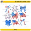 4th of July patriotic bows, American flags, and fireworks PNG clipart
