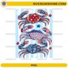 4th of July Crab PNG with patriotic stars and stripes red white and blue summer design