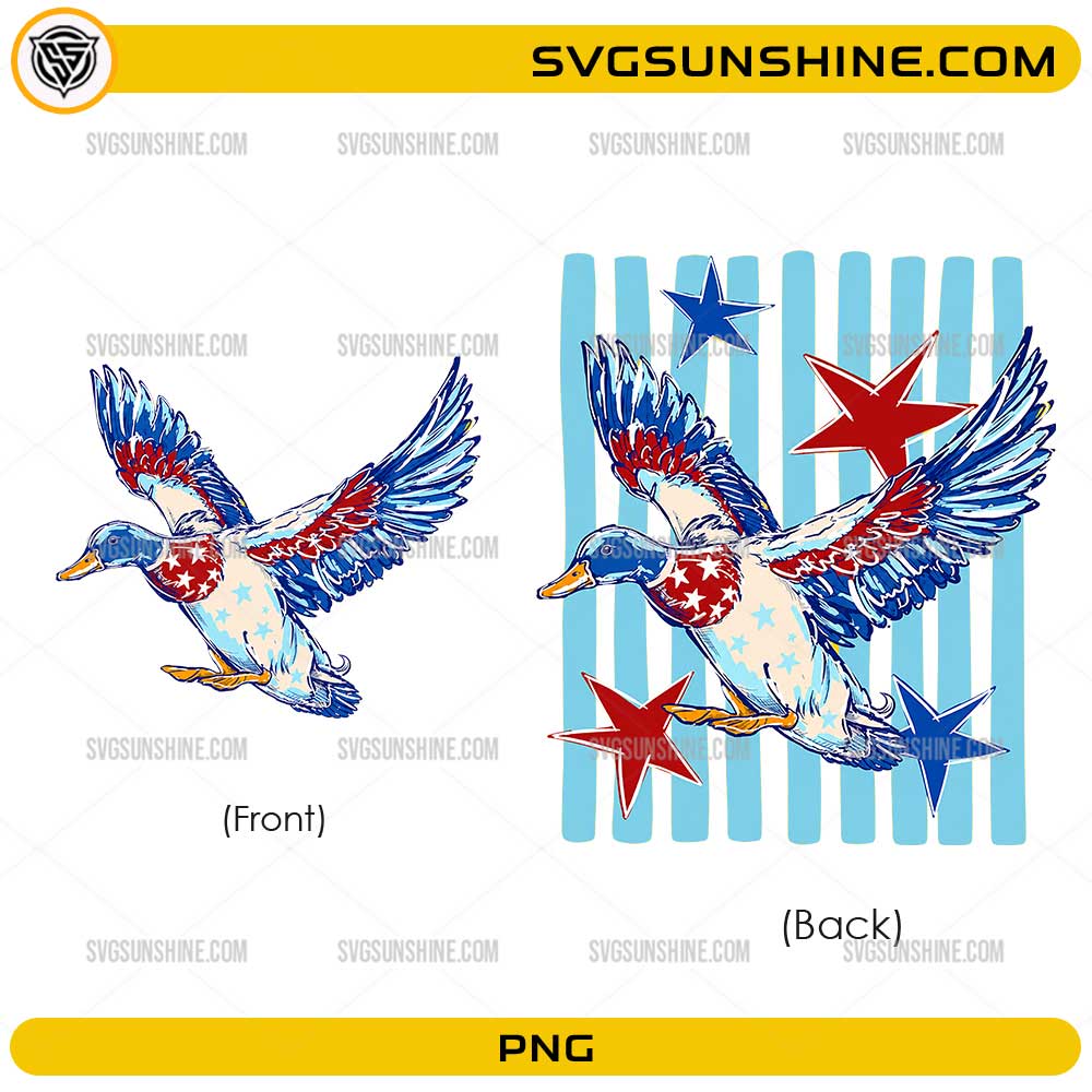 4th of July patriotic mallard duck PNG clipart bundle with front and back designs