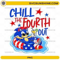 4th of July Sonic PNG with patriotic pool float and Chill The Fourth Out summer design