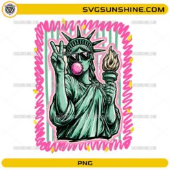 4th of July Statue of Liberty PNG clipart, statue blowing bubble and wearing sunglasses
