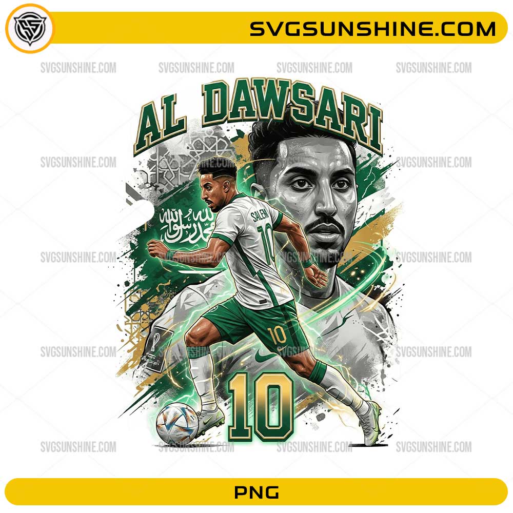 Al Dawsari Saudi Arabia Soccer PNG number 10 football design