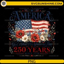 America 250 Years Floral PNG featuring a distressed American flag, patriotic flowers, and 1776–2026 anniversary design