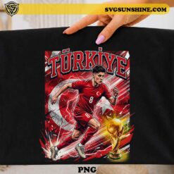 Arda Güler Turkey soccer PNG with Türkiye national team colors and Turkish flag artwork for football t-shirts, sublimation printing, Cricut projects, and sports fan merchandise.