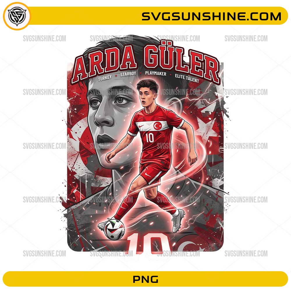 Arda Güler Turkey Soccer PNG number 10 playmaker football design