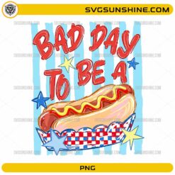 Bad Day to Be a Hot Dog PNG clipart with patriotic red, white, and blue tray