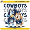 Bluey Cowboys football PNG featuring Bluey and Bingo in navy football jerseys for sublimation and game day crafts.