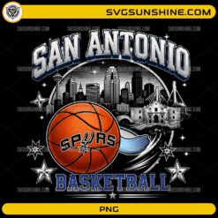Bluey San Antonio Basketball PNG featuring a basketball-inspired design with the San Antonio skyline and sports graphics.