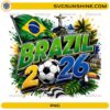 Brazil 2026 Soccer PNG with Brazilian flag, soccer ball, Christ the Redeemer, tropical leaves, toucan, and football fan design