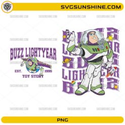 Buzz Lightyear PNG Bundle featuring two space ranger cartoon designs for sublimation and Cricut projects.