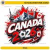 Canada 2026 Soccer PNG with Canadian flag, soccer ball, maple leaves, mountains, and football fan design