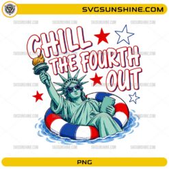 Chill the Fourth Out PNG clipart with Statue of Liberty floating in patriotic pool ring