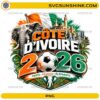 Côte d’Ivoire World Cup 2026 PNG with soccer ball, elephant, national flag colors, and landmark artwork